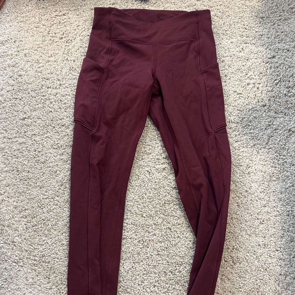 Burgundy High-Waisted Leggings